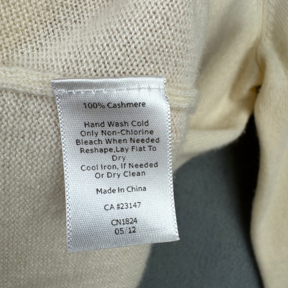 Talbots Petites Audrey 100% Cashmere Sweater Ivory 3/4 Sleeve Crew Neck Size SP - Picture 5 of 7
